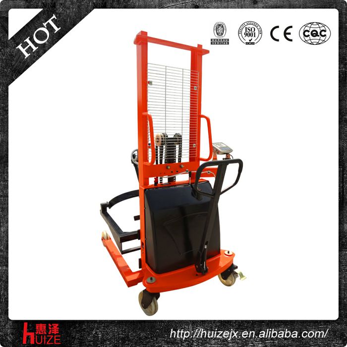 半電動稱重油桶車（夾鐵桶，手搖翻轉(zhuǎn)倒料）